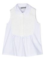 Simonetta chemise sans manches à empiècements en dentelle - Blanc