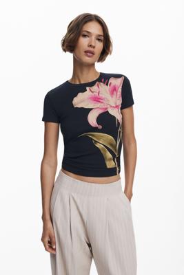 Orchidee T-shirt met korte mouwen - BLACK - M