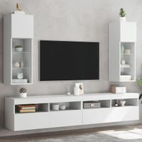 Tv-meubels met LED-verlichting 2 st 30,5x30x90 cm wit - thumbnail