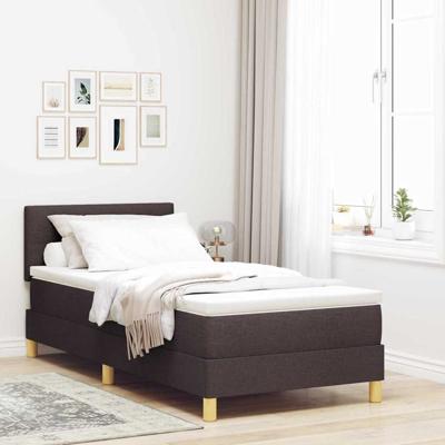 Boxspringbed met matras met matras Donkerbruin 90 x 190 cm Stof