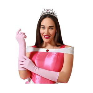 Verkleed handschoenen voor dames - polyester - lichtroze - one size - lang model