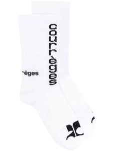 Courrèges chaussettes à logo brodé - Blanc