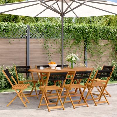 Tuinstoelen 8 st inklapbaar massief acaciahout zwart