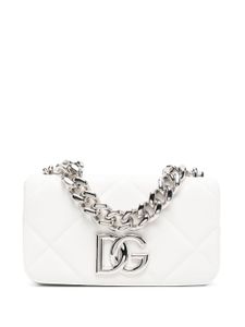 Dolce & Gabbana sac porté épaule matelassé à plaque logo - Blanc