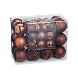 Kerstballen - set 50x st - bruin - 3,4,6 cm - kunststof - kerstversiering