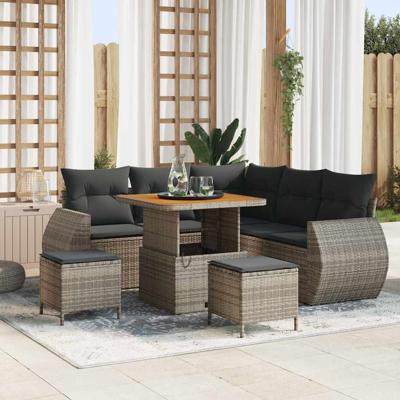 Tuinbankenset 8 pcs Grijs poly rattan