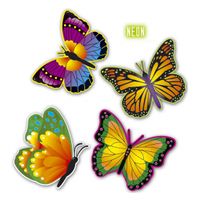 4 Decoratieve vlinders van karton 34 cm   -