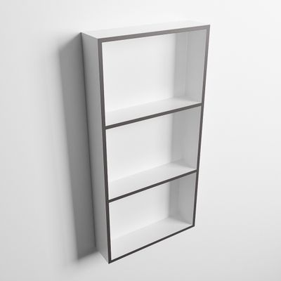 MONDIAZ EASY Nis 59,5x29,5cm in solid surface kleur DarkGrey | Talc. 3 vakken geschikt voor in- of opbouw
