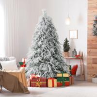 180 cm Kerstboom Kunstmatig Kerstbomen Dennenboom Kunstboom Decoratieboom met Sneeuw en Verlichting