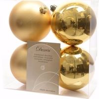 Christmas Gold kerstboom decoratie kerstballen 10 cm goud 4 stuks   -