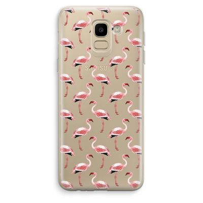 Flamingoprint groen: Samsung Galaxy J6 (2018) Transparant Hoesje