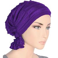 Moslim stapelen GLB chiffon fold tulband GLB chemotherapie GLB (paars)