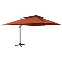 VidaXL Zwevende parasol met dubbele bovenkant terracotta 400x300 cm