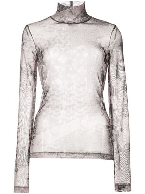 Rosetta Getty t-shirt en résille à imprimé façon collage - Gris
