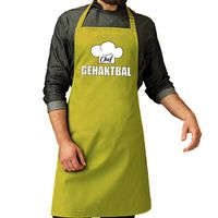 Chef gehaktbal schort / keukenschort lime groen heren - thumbnail