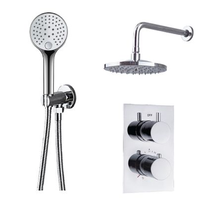 Regendouche set SaniClear Shine | Inbouw | Thermostaatkraan | 2-weg | Rond | Chroom