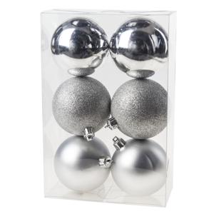 Cosy & Trendy Kerstballen - 6x st - zilver - 8 cm - kunststof - kerstversiering