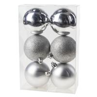 Cosy & Trendy Kerstballen - 6x st - zilver - 8 cm - kunststof - kerstversiering - thumbnail