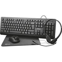 Trust Primo 4-in-1 Home Office Set met headset, toetsenbord (qwerty), muis en muismat