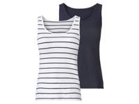 esmara 2 dames tops (XS (32/34), Donkerblauw/strepen)