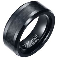Wolfraam heren ring Carbon Fiber Zwart 8mm-21mm - thumbnail