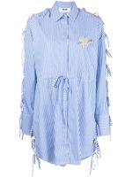 MSGM robe-chemise en coton à rayures - Bleu - thumbnail