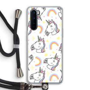 Rainbow Unicorn: OnePlus Nord Transparant Hoesje met koord
