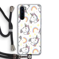 Rainbow Unicorn: OnePlus Nord Transparant Hoesje met koord