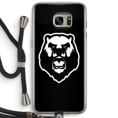 Angry Bear (black): Samsung Galaxy S7 Edge Transparant Hoesje met koord