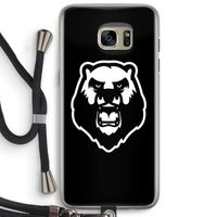 Angry Bear (black): Samsung Galaxy S7 Edge Transparant Hoesje met koord