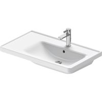 Wastafel Duravit D-Neo Rand Overloop Kraanvlak 1 Kraangat 80 cm Hoogglans Wit Rechts Duravit