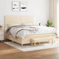 Boxspring met matras stof crèmekleurig 180x200 cm