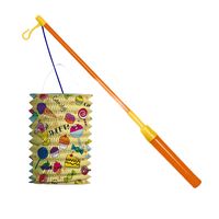 Trek lampion snoep - geel - H16 cm - papier - met lampionstokje - 40 cm