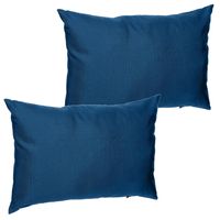 Set van 2x stuks bank/sier/tuin kussens voor binnen en buiten in de kleur indigo blauw 30 x 50 x 10 - thumbnail