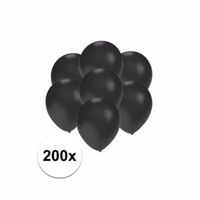 200x Mini ballonnen zwart metallic   - - thumbnail
