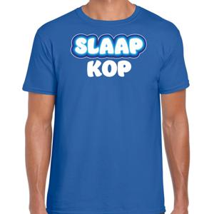 Verkleed T-shirt voor heren - slaapkop - blauw - carnaval/foute party