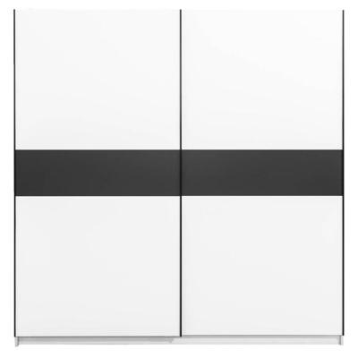 Leen Bakker - Schuifdeurkast Genua - /antraciet - 204x200x60 Cm - Spaanplaat - Wit - 200.2x204x60.3 Cm