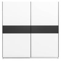 Leen Bakker - Schuifdeurkast Genua - /antraciet - 204x200x60 Cm - Spaanplaat - Wit - 200.2x204x60.3 Cm