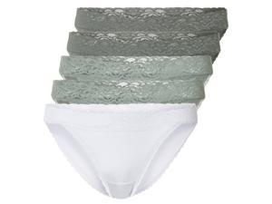esmara 5 dames-slips (XL (48/50), Wit/groen)
