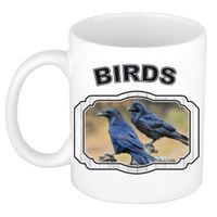 Dieren raaf beker - birds/ vogels mok wit 300 ml Dieren raaf beker - birds/ vogels mok wit 300 ml