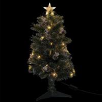 Micro fiber kunst kerstboom -H90 cm - met decoratie en verlichting - kunstboom