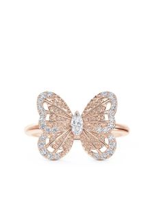 DE BEERS bague Portrait of Nature Butterfly en or rose18ct pavée de diamants