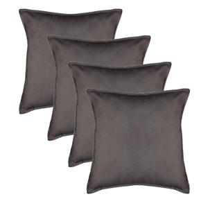 Bank/sierkussens huiskamer Sophia - 4x stuks - 45 x 45 cm - donkergrijs - polyester - met rits