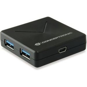 Conceptronic HUBBIES02B interface hub USB 3.2 Gen 1 (3.1 Gen 1) Mini-B 5000 Mbit/s Zwart