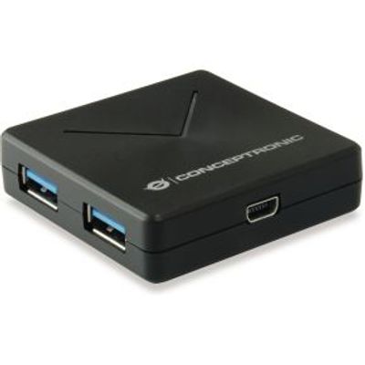 Conceptronic HUBBIES02B interface hub USB 3.2 Gen 1 (3.1 Gen 1) Mini-B 5000 Mbit/s Zwart