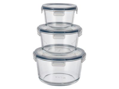 SILVERCREST Set van 3 glazen vershoudbakjes (Rond) SILVERCREST Set van 3 glazen vershoudbakjes (Rond)