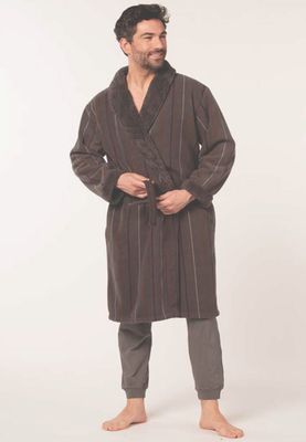 Taupe badjas heren met luxe voering-s