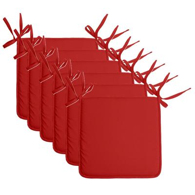 Stof Textile Home stoelkussens - 6x - rood - 38 x 38 x 3 cm - voor binnen - vierkant