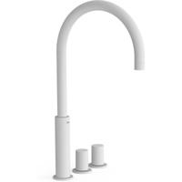 Wastafelkraan Tres Study | Opbouw | Draaibare uitloop | Mengkraan | Hoog model | 2-knops | Rond | Wit mat
