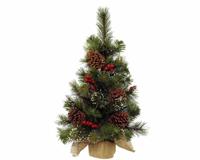 Miniboom bes d40h60 cm groen/wit Kunstkerstboom kerst Everlands - Everlands